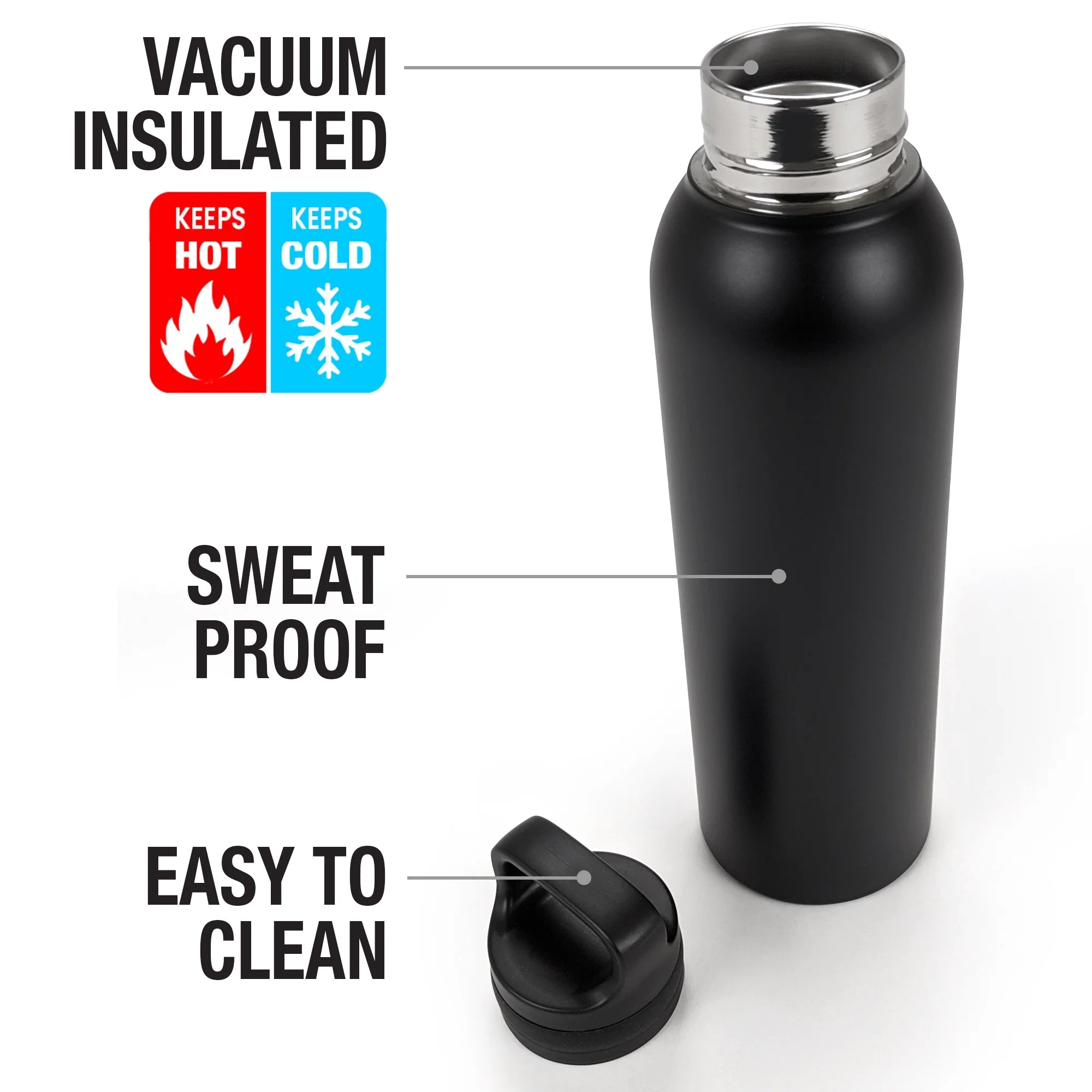 24 oz Vacuum Insulated Stainless Steel Canteen Water Bottle with Loop Cap A265