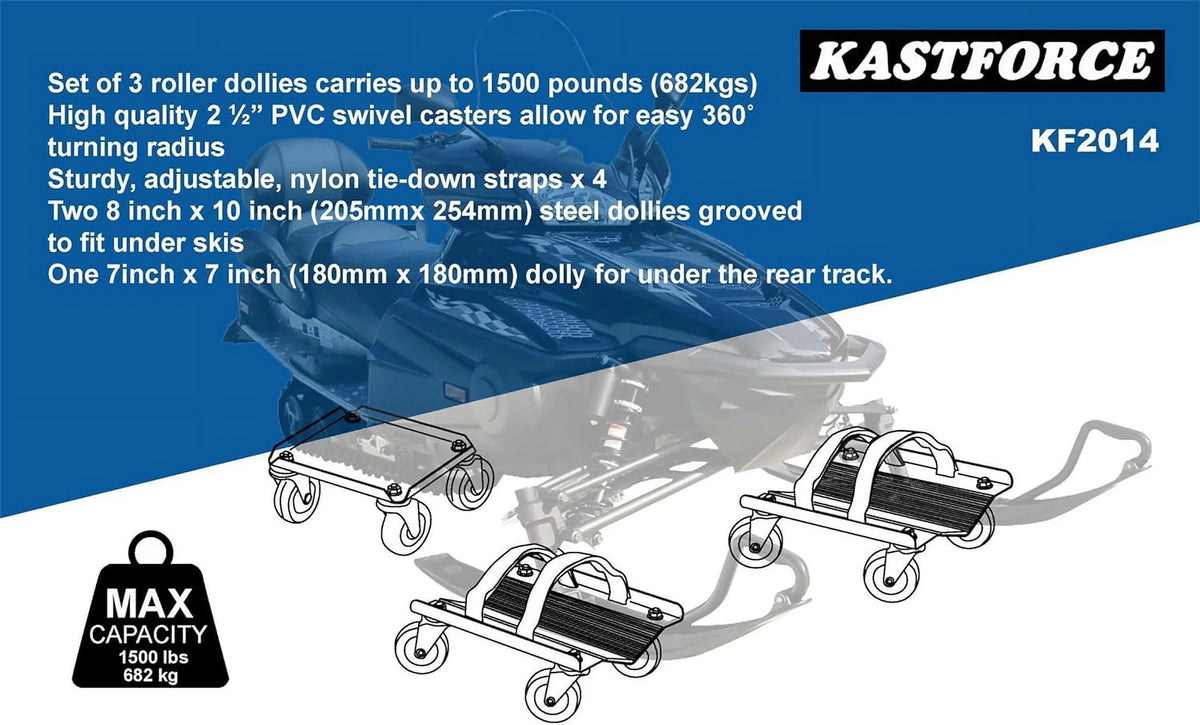 Snowmobile Dolly Heavy Duty V-Slide with 2.5 PVC Swivel Casters Rubber Pad and 2 Pairs of Straps W4211