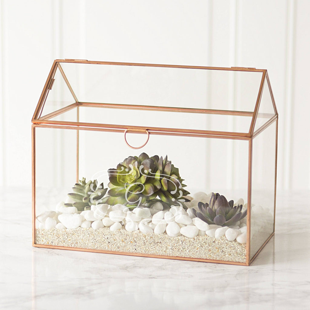 Personalized Glass Terrarium Card Holder R48946