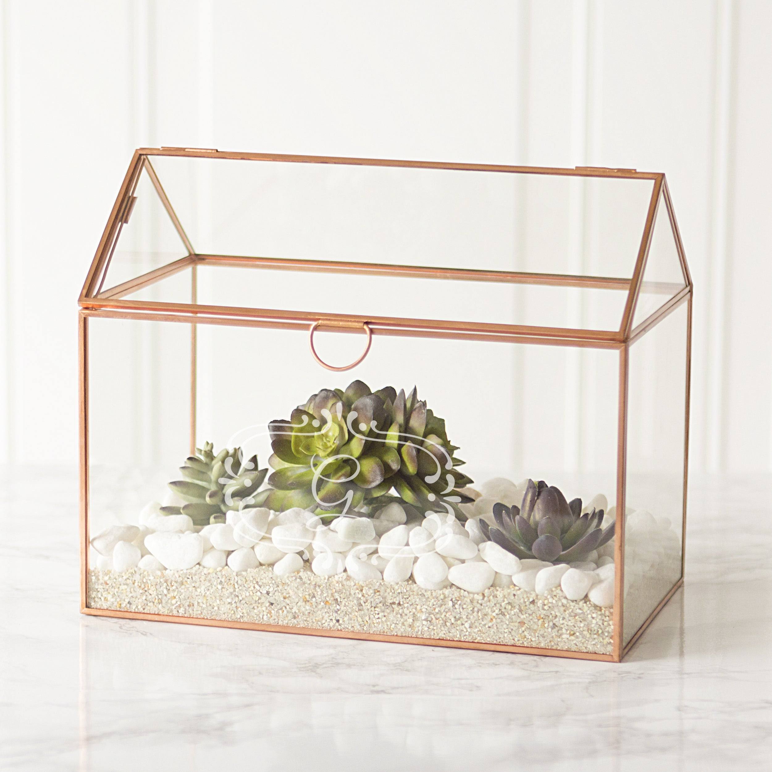 Personalized Glass Terrarium Card Holder R48946