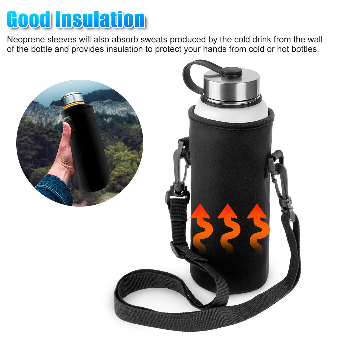 2Pcs Insulated Water Bottle Bags with Adjustable Shoulder Strap D268944