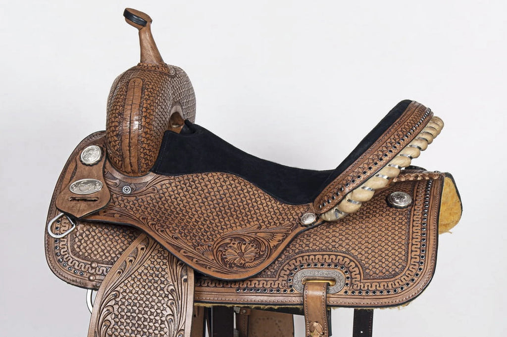Dark Brown Leather Barrel Racing Saddle C218358