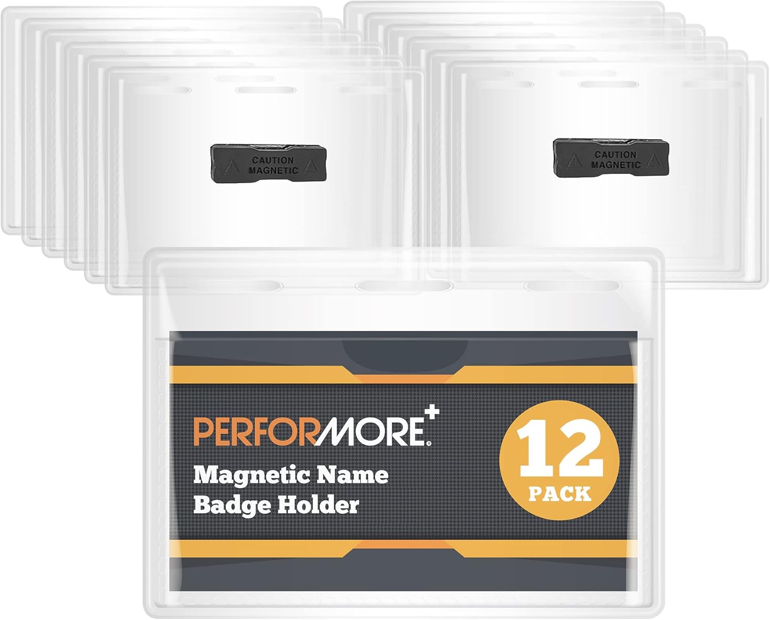 12 Pack Magnetic Name Badge Holders, 4” x 3” Horizontal ID Card Name Tag N665002