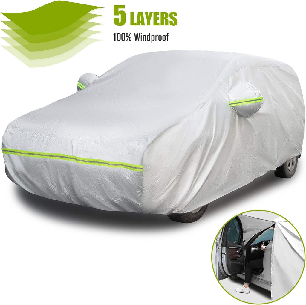 Hatchback Car Cover 5 Layers Universal Fit 146 to 157 inch Pack of 2 O24519