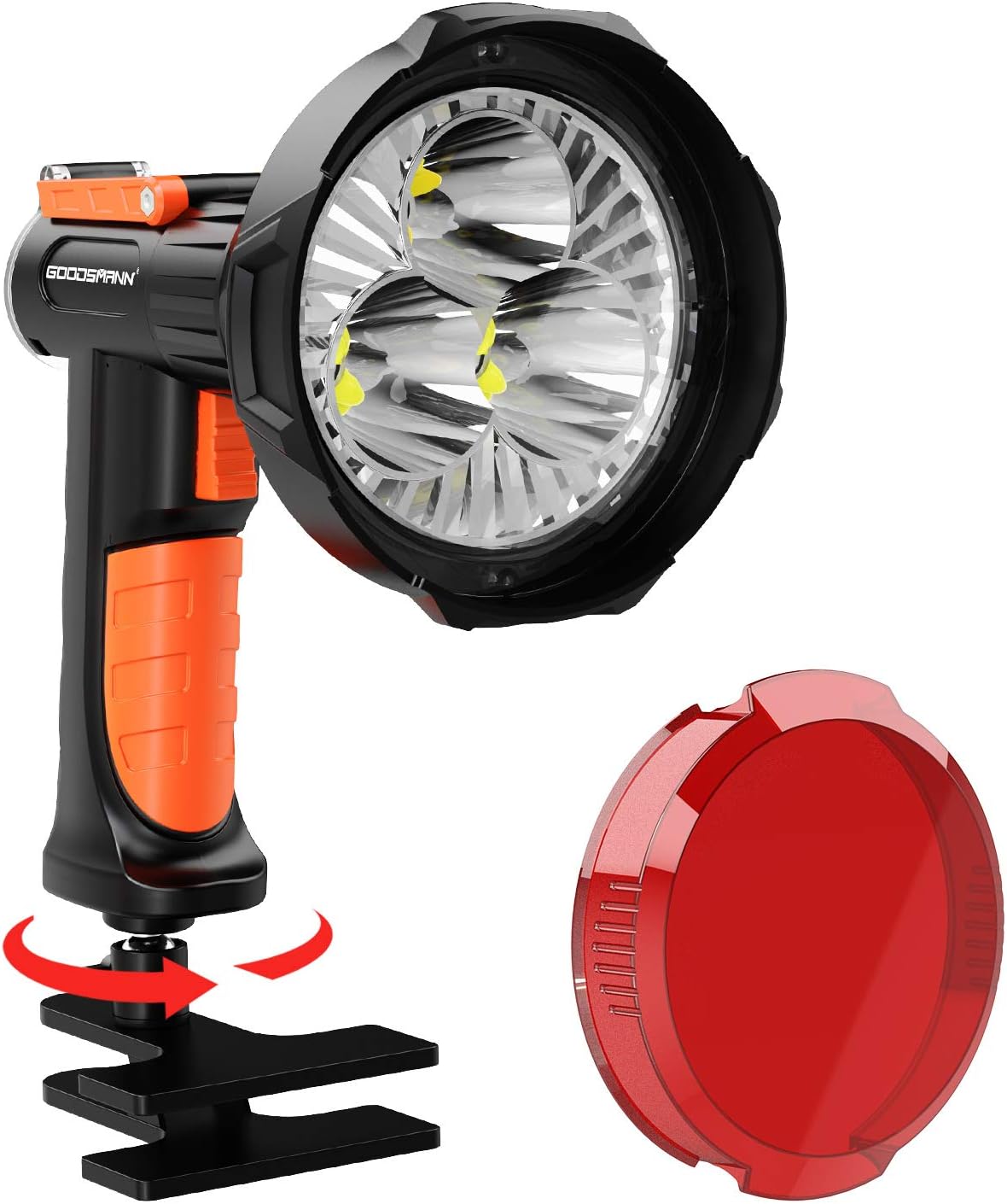 Rechargeable 4000 Lumen LED Spotlight with Detachable Red Light Filter Q6649