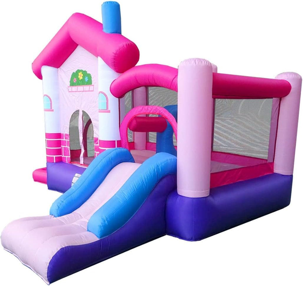 Pink Inflatable Bounce House with Slide, 12.5' x 10.5' Play Area, 7.9' Tall I268782