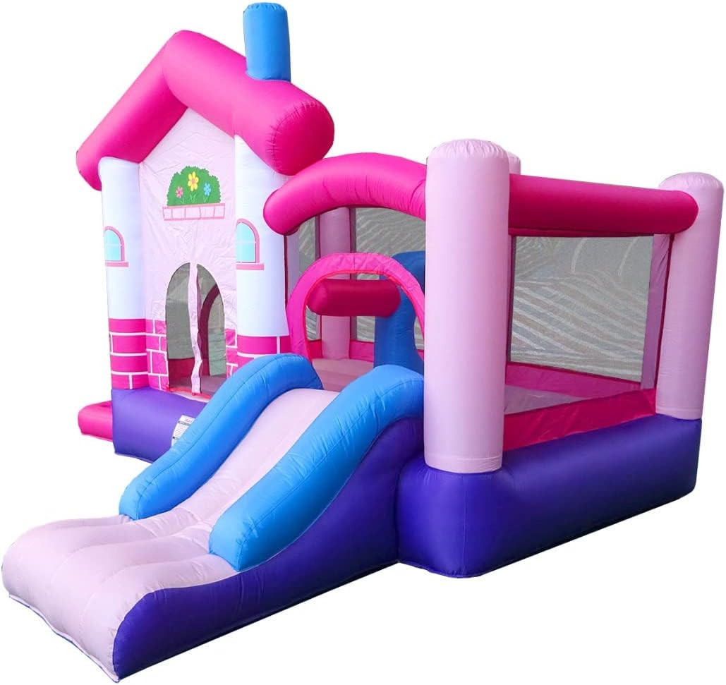 Pink Inflatable Bounce House with Slide, 12.5' x 10.5' Play Area, 7.9' Tall I268782