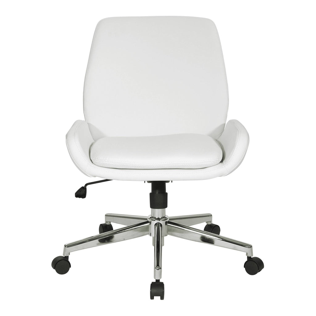 White Faux Leather Chair with Chrome Finish Base E9333