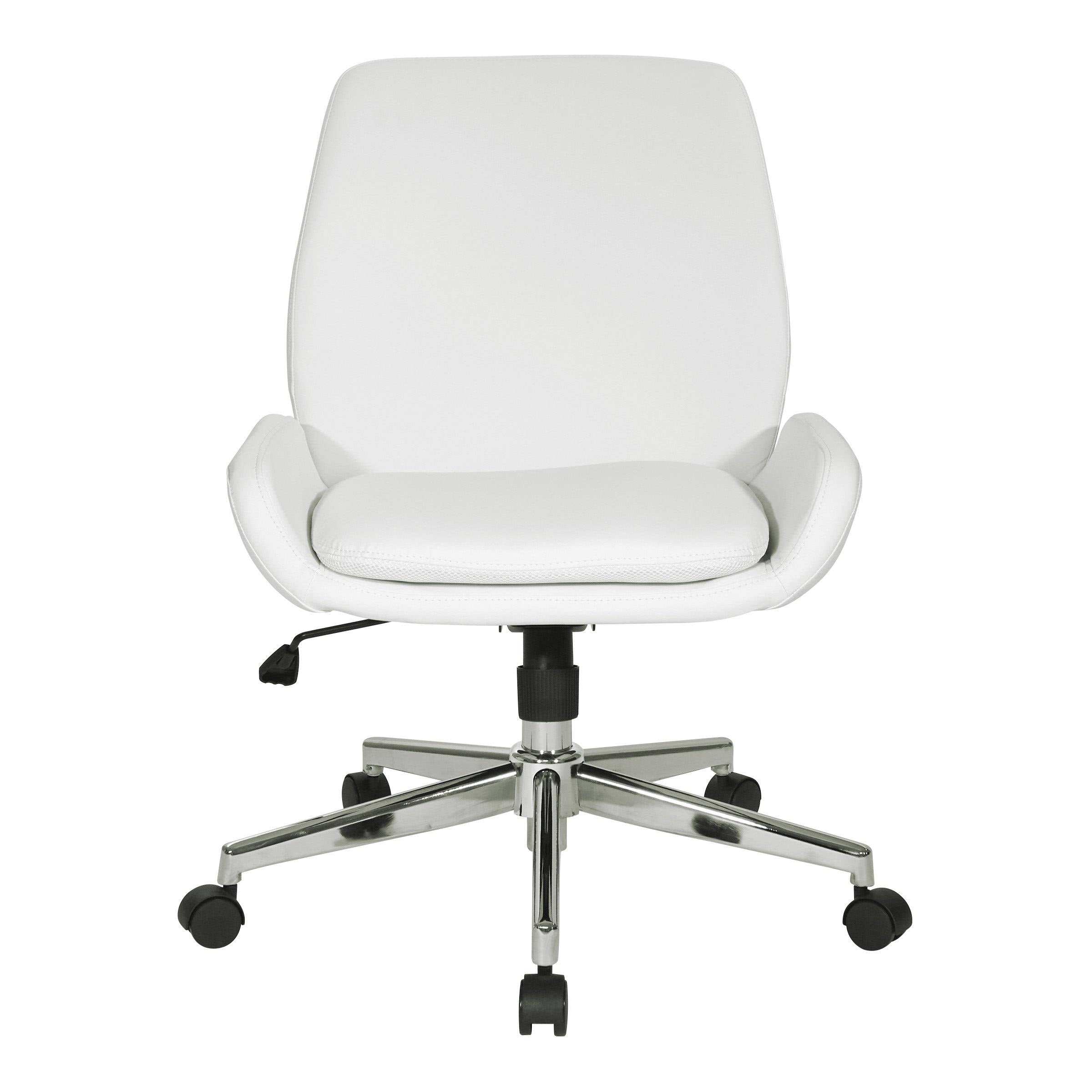 White Faux Leather Chair with Chrome Finish Base E9333