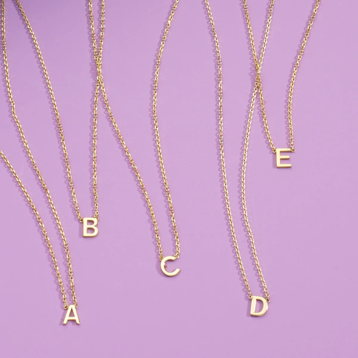 14K Solid Yellow Gold Initial Necklace L226