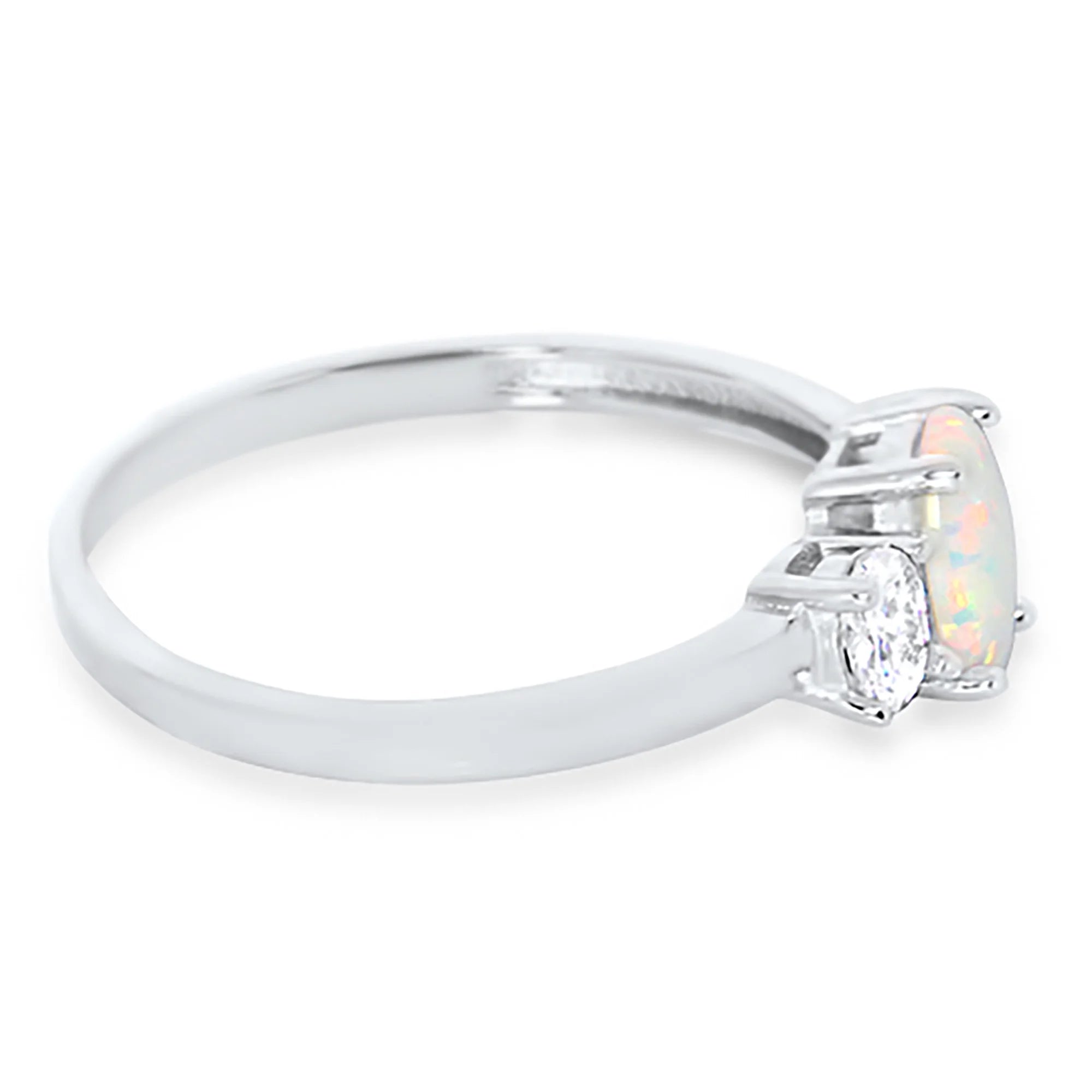 3 Stone Created Opal Ring Size 7 S6995