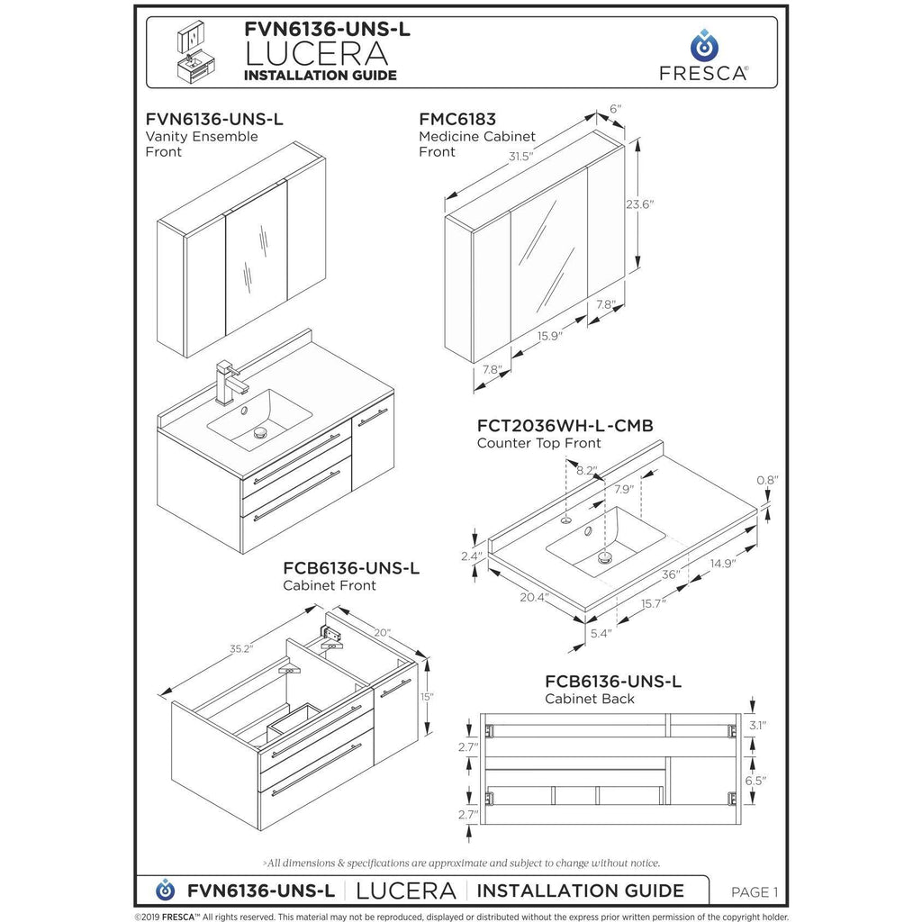 White Left Version Wall Hung Undermount Sink D6575