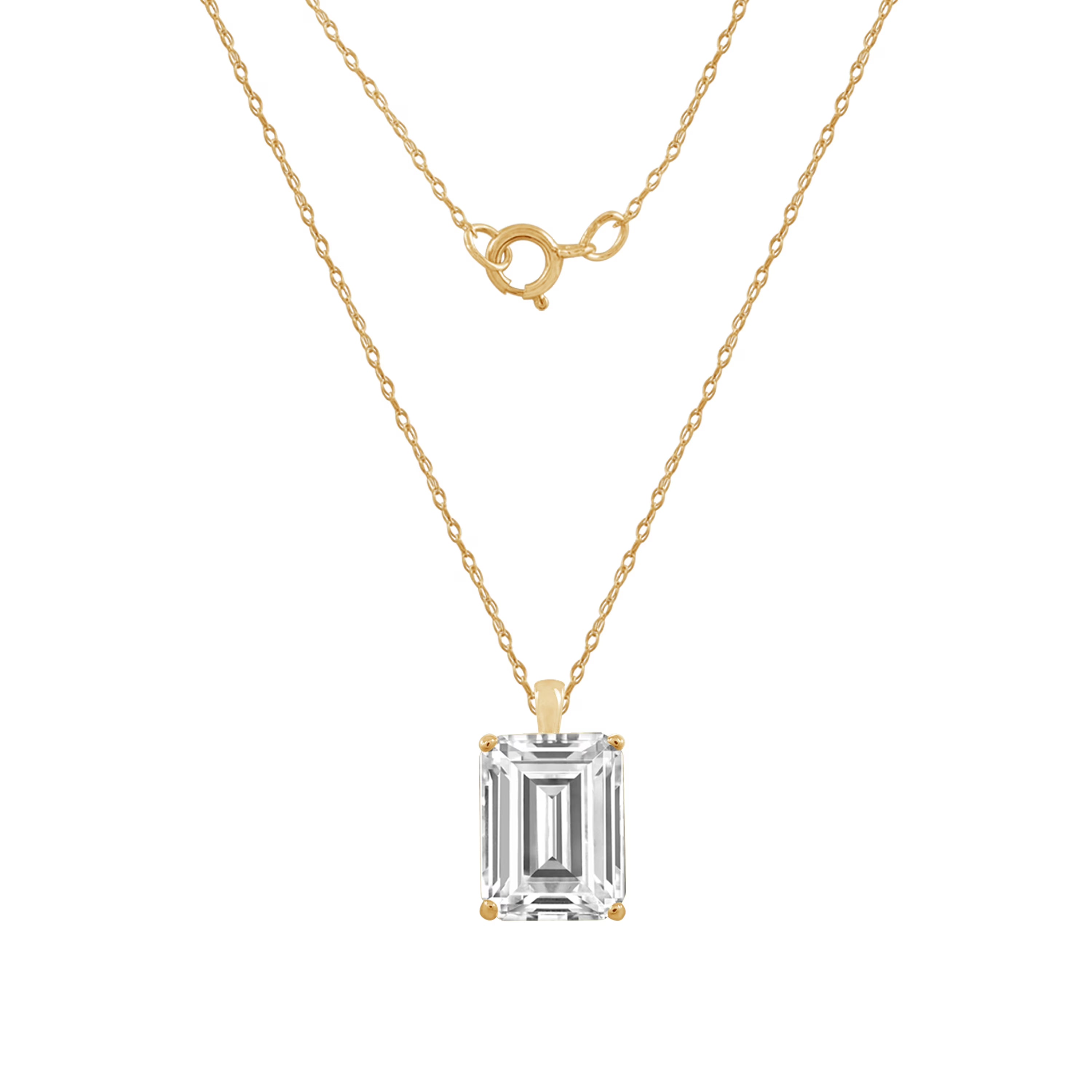 10K Yellow Gold Emerald Cut Solitaire Necklace H964585
