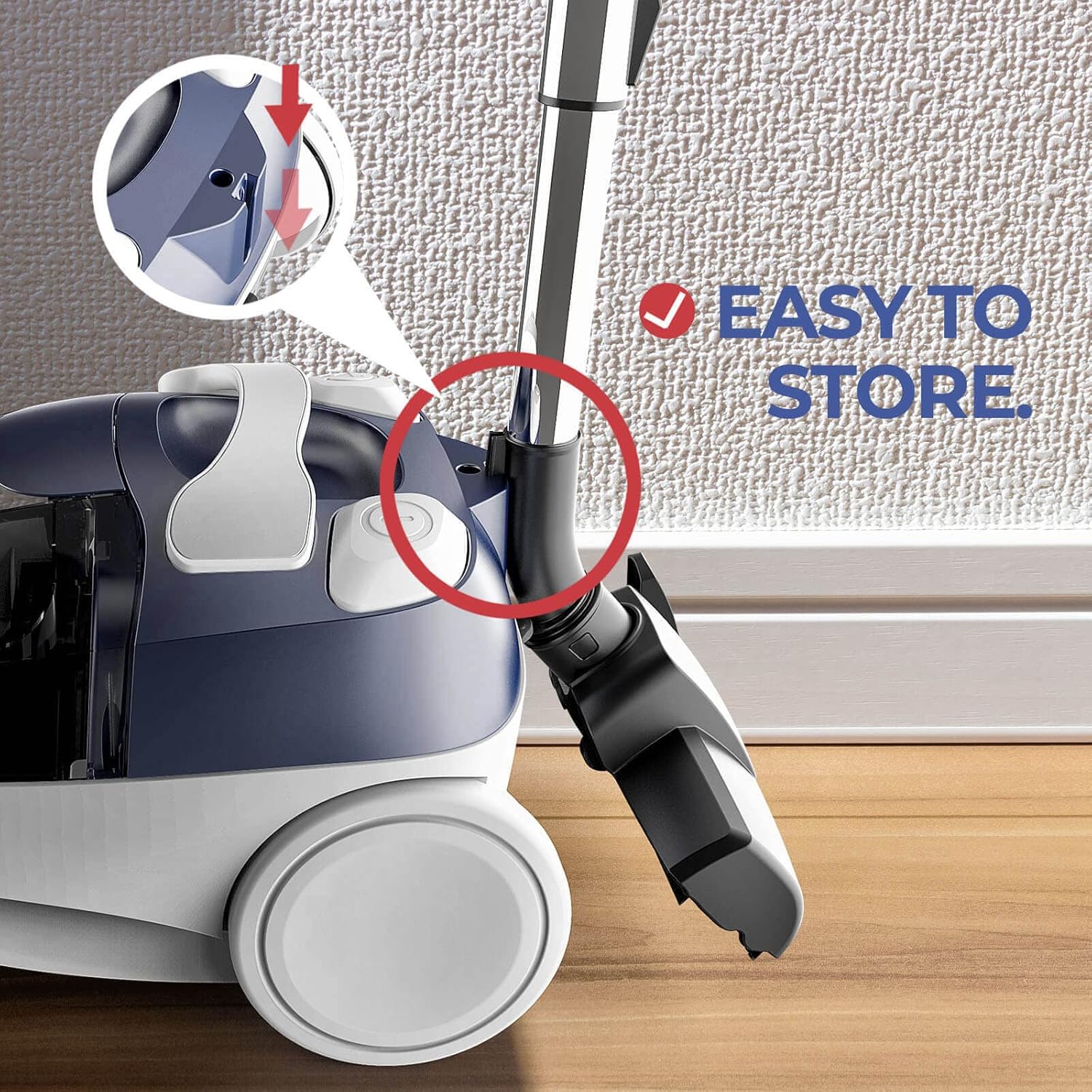 Ocean Blue Bagless Canister Vacuum Cleaner with Double HEPA Filtration E8812
