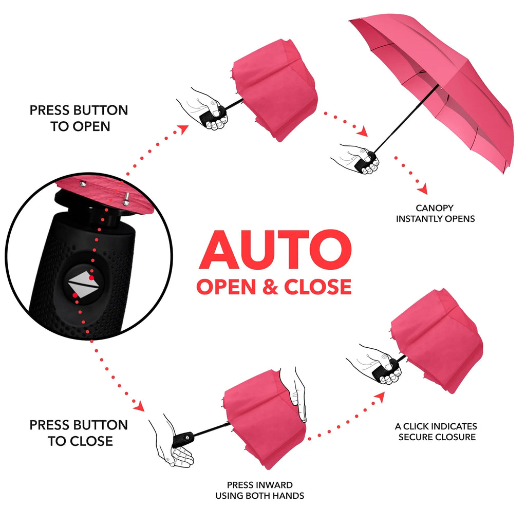 Pink Compact Automatic Travel Umbrella C73607