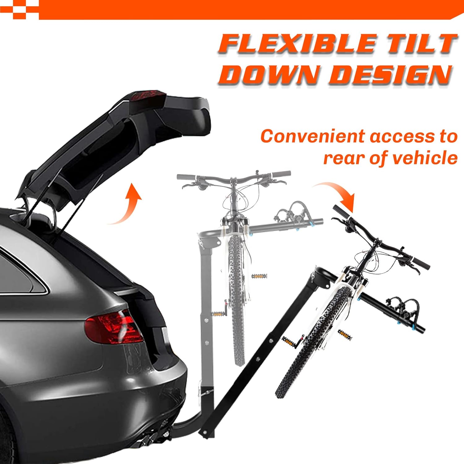 Hitch Bike Rack with Reflector and 2 Receiver, Heavy Duty Bicycle Carrier G29584