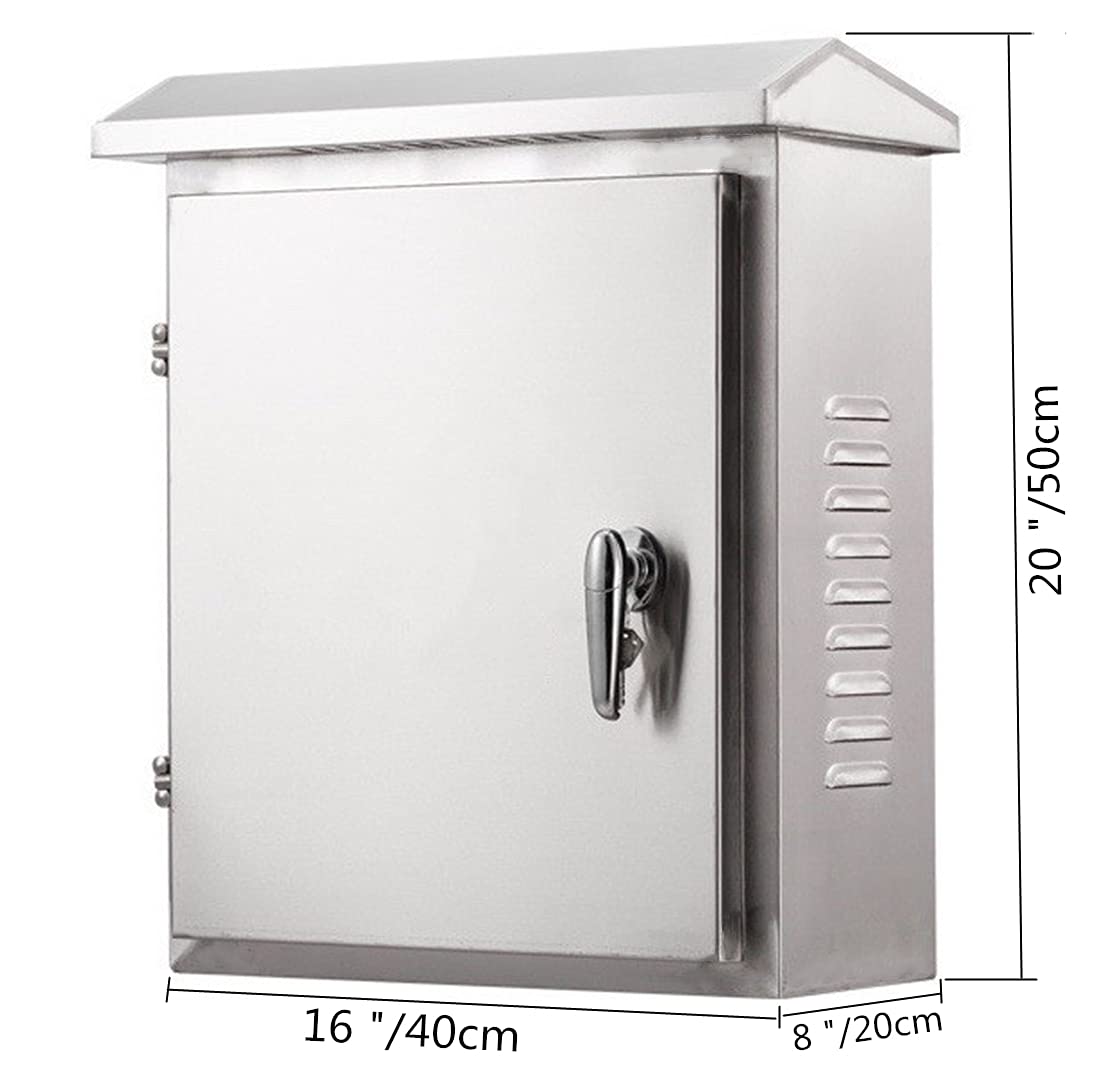 304 Stainless Steel Outdoor Electrical Enclosure Box 20 H x 16 W x 8 D with Mounting Plate K2625