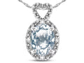 Oval 8x6mm Genuine Aquamarine Heart Pendant Necklace Z4585