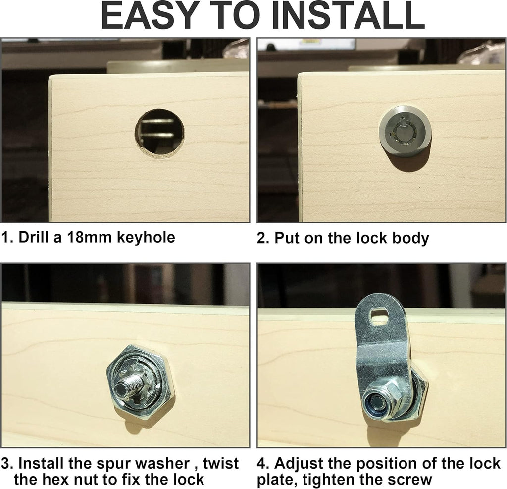 5 Pack Keyed Alike Cabinet Locks with Keys, Zinc Alloy V195187