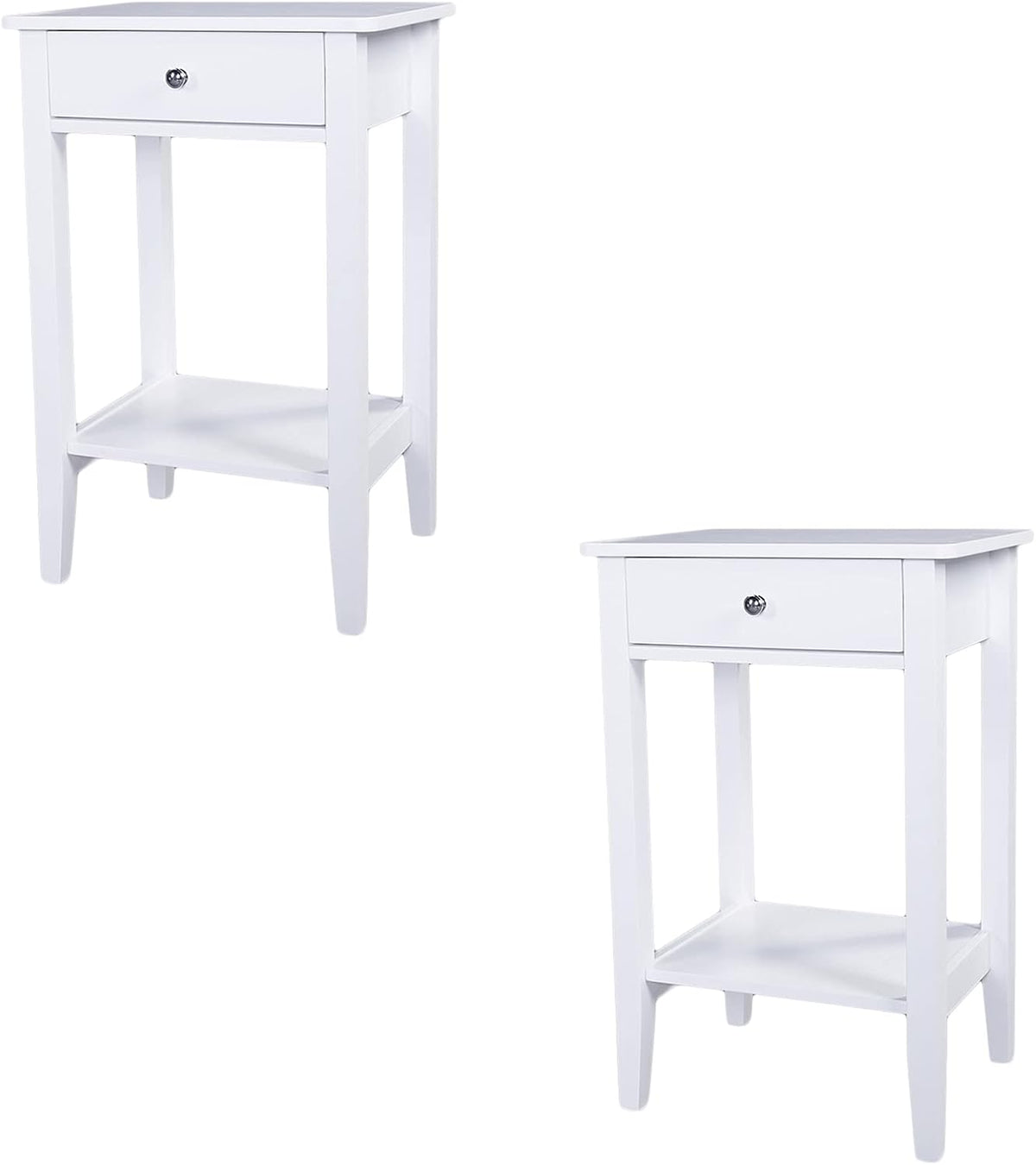 White Wooden Nightstand Set of 2 with Two Drawer R696029