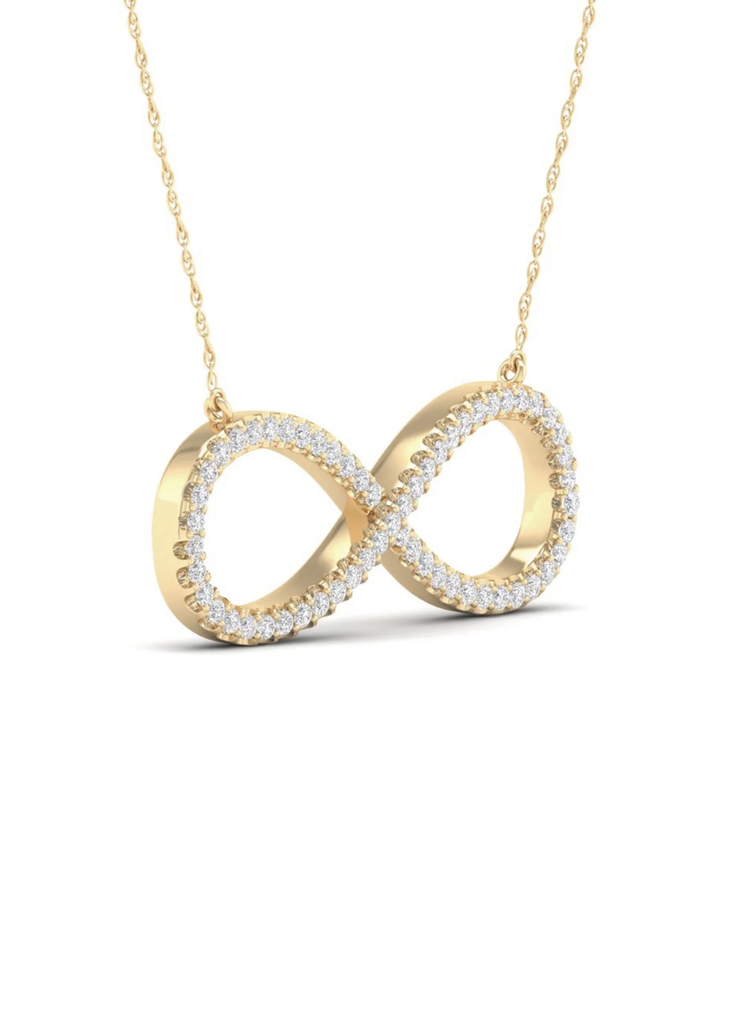 10K Yellow Gold Diamond Infinity Loop Necklace P98812