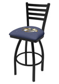 Black Wrinkle Swivel Bar Stool with Ladder Style Back M847875