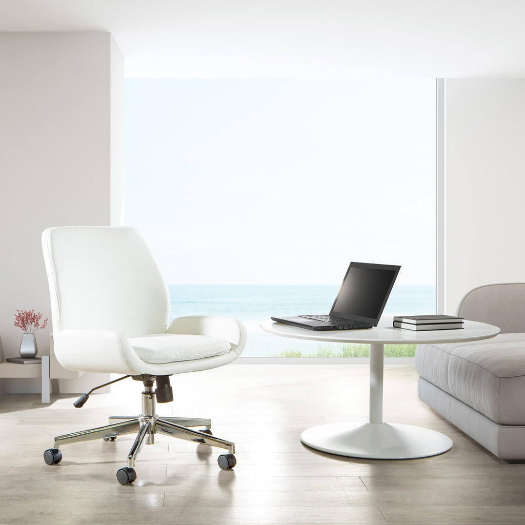 White Faux Leather Chair with Chrome Finish Base E9333