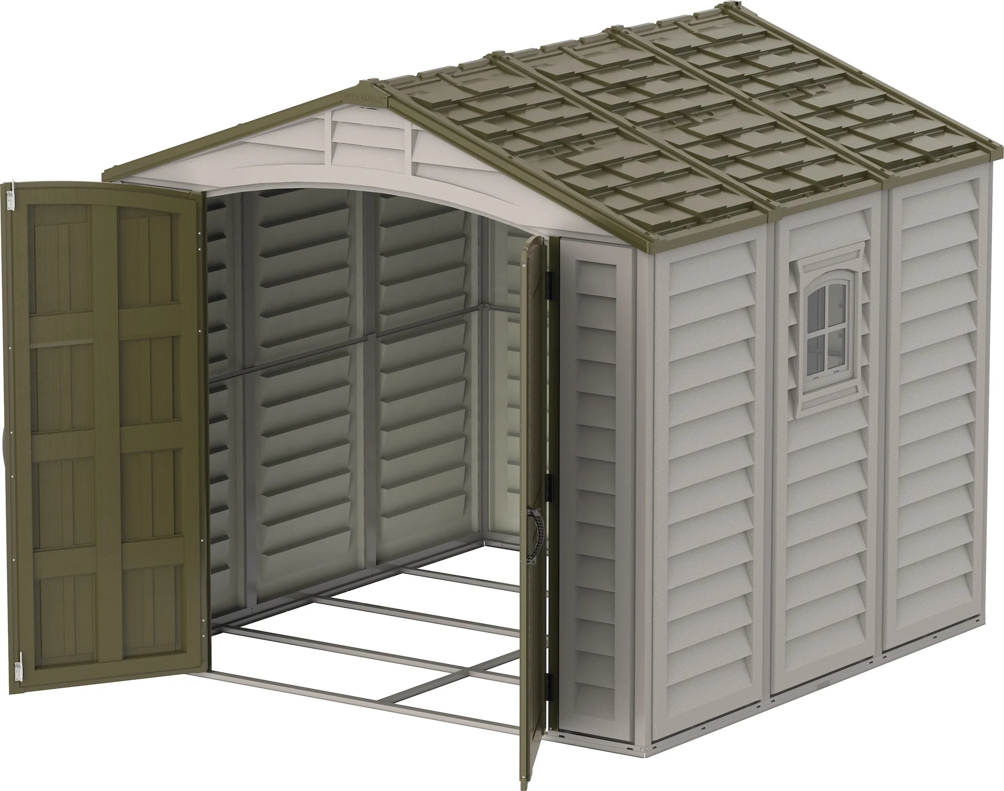 Offwhite/Brown 8x8 Outdoor Storage Shed L553482