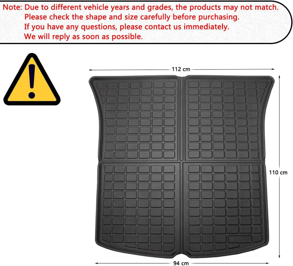 Black TPO Rear Cargo Liners Trunk Tray Mats for Tesla Model Y, Pack of 2 O23446