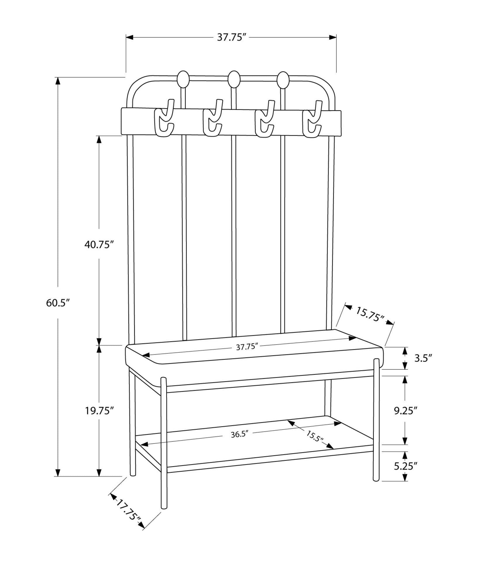 Charcoal Grey Metal Bench B615775