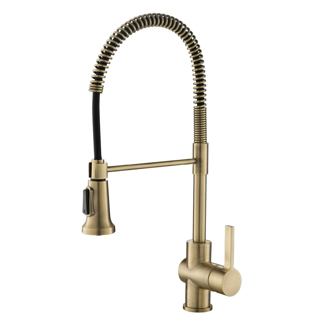 Brushed Gold & Matte Black Commercial Kitchen Faucet with Dual Function Sprayhead Y4658