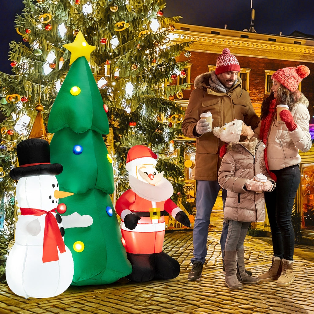 6FT Inflatable Christmas Tree & Santa Claus w/ LEDs & Air Blower Yard Decoration G34577