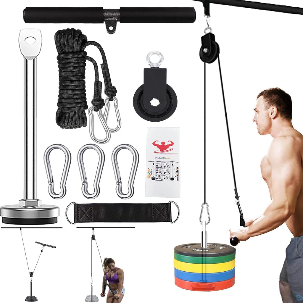 Weight Cable Pulley System Home Gym Equipment Upgraded Fitness LAT Pull Down, Biceps Curl, Back, Forearm, Shoulder Pack of 2 F2063