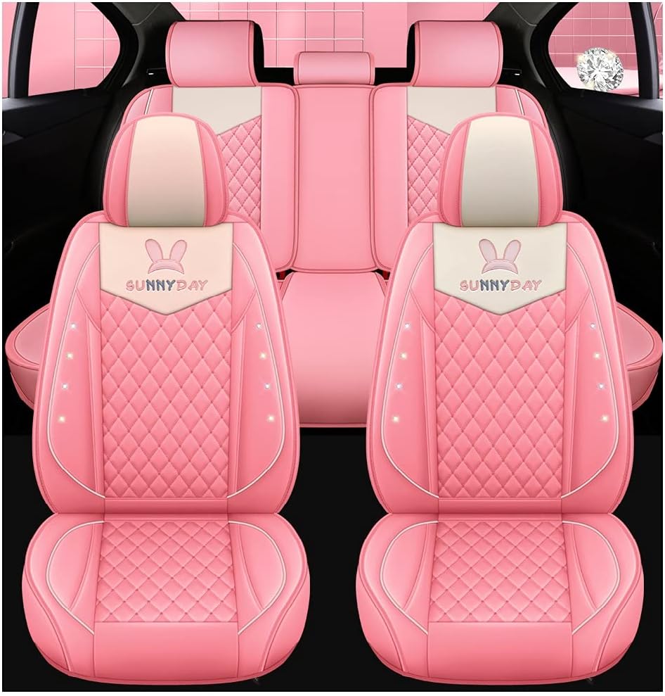 Light Green Leather Car Seat Covers 5 Seats Full Set V59583