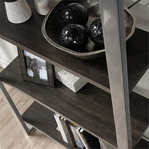 4 Shelf Metal Framed Wooden Bookcase in Black Walnut A110110