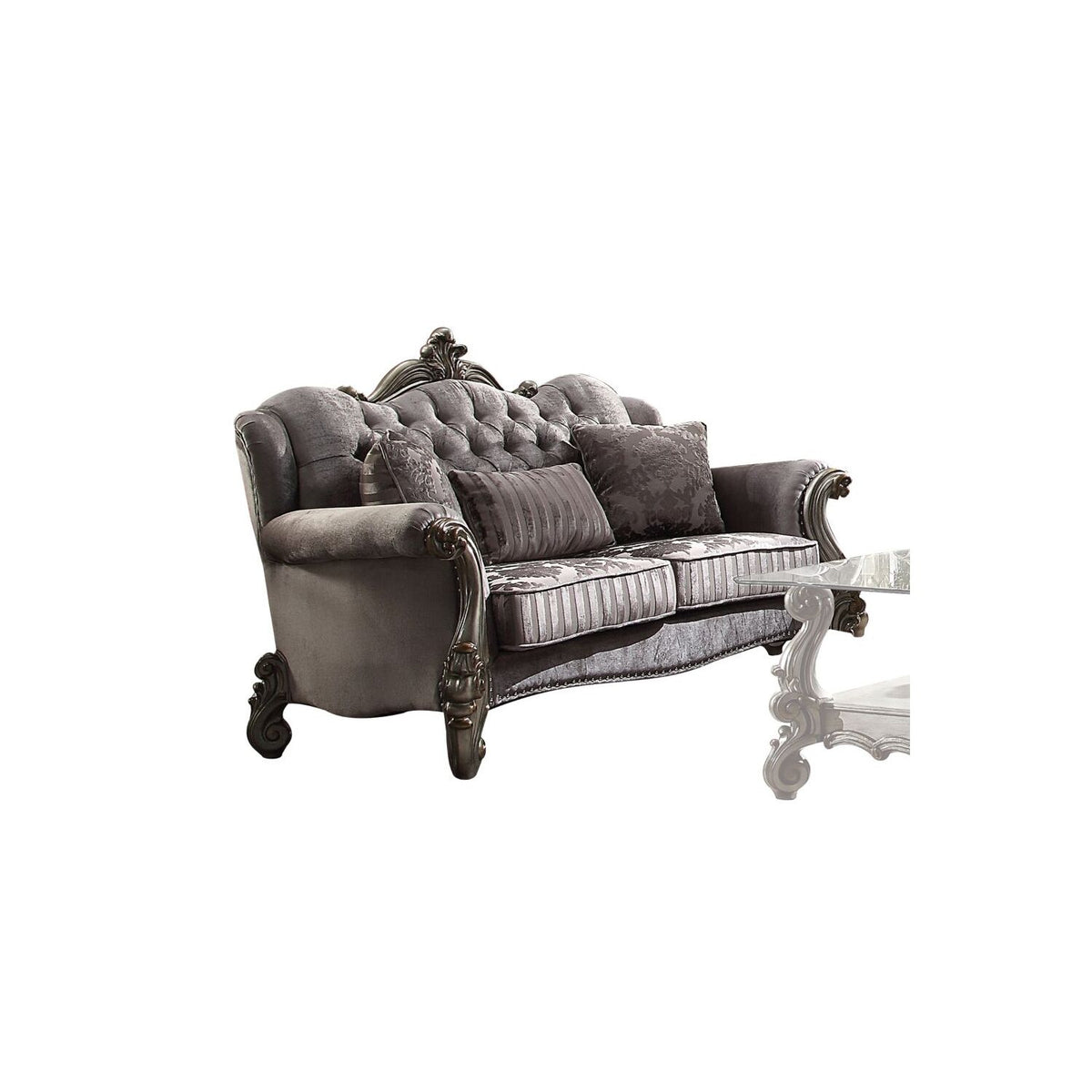 Velvet Loveseat with 3 Pillows W563468