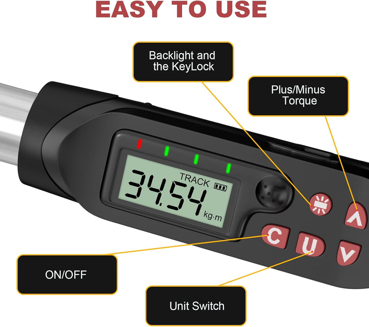 1/2-Inch Drive Digital Torque Wrench Set with Buzzer & LED Indicator G72462