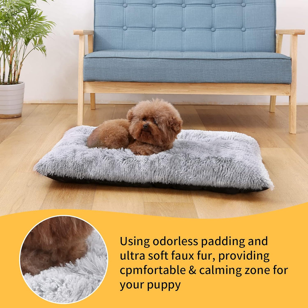 XL Plush Faux Fur Dog Bed with Waterproof Non-Slip Bottom A936