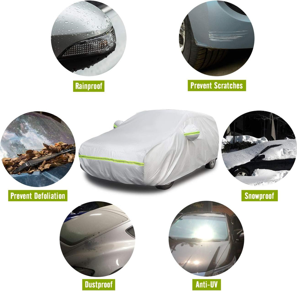 Hatchback Car Cover 5 Layers Universal Fit 146 to 157 inch Pack of 2 O24519