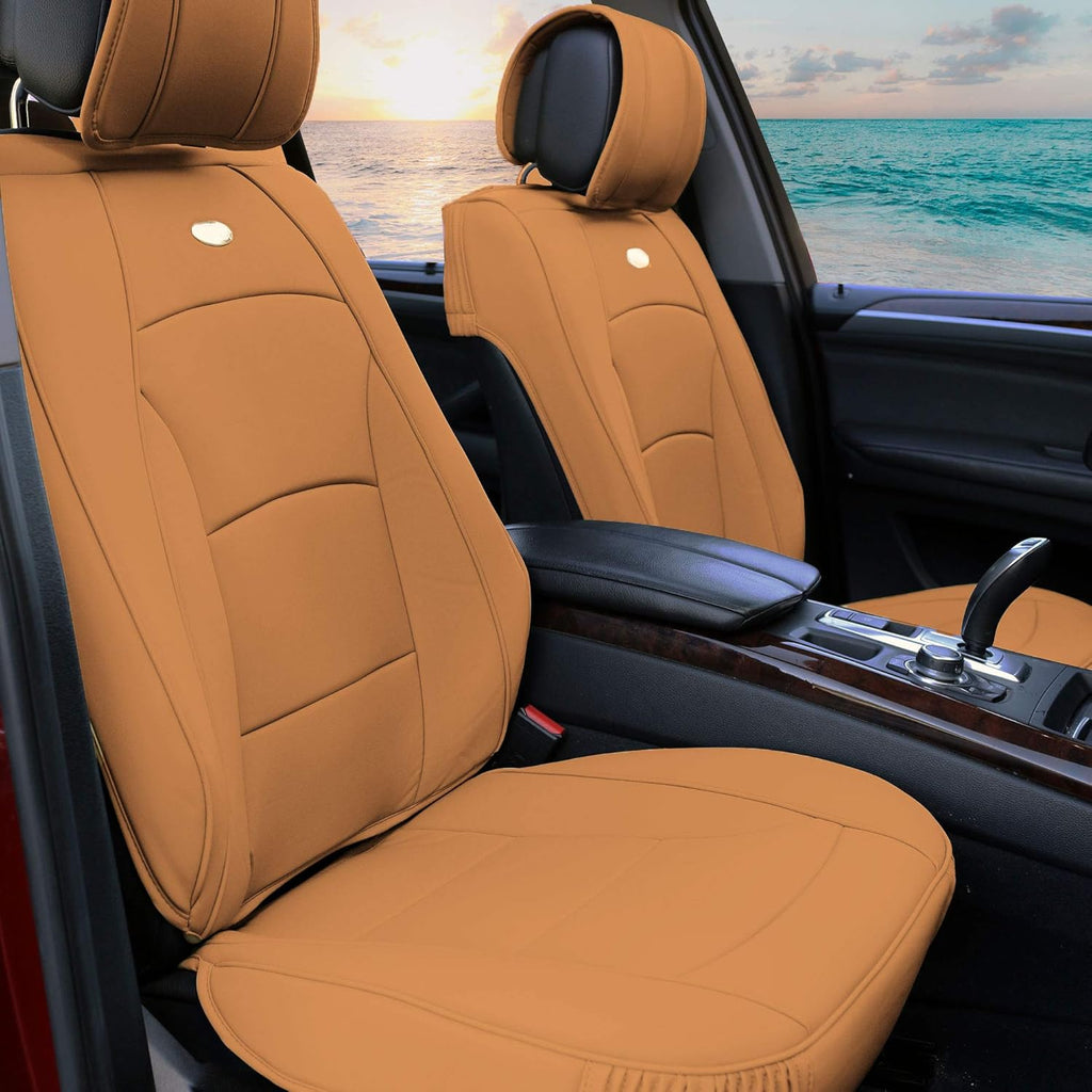 Faux Leather Car Seat Covers Front Set Solid Gray L3785