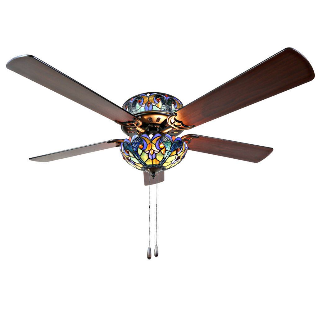 Blue Stained Glass Ceiling Fan E463651