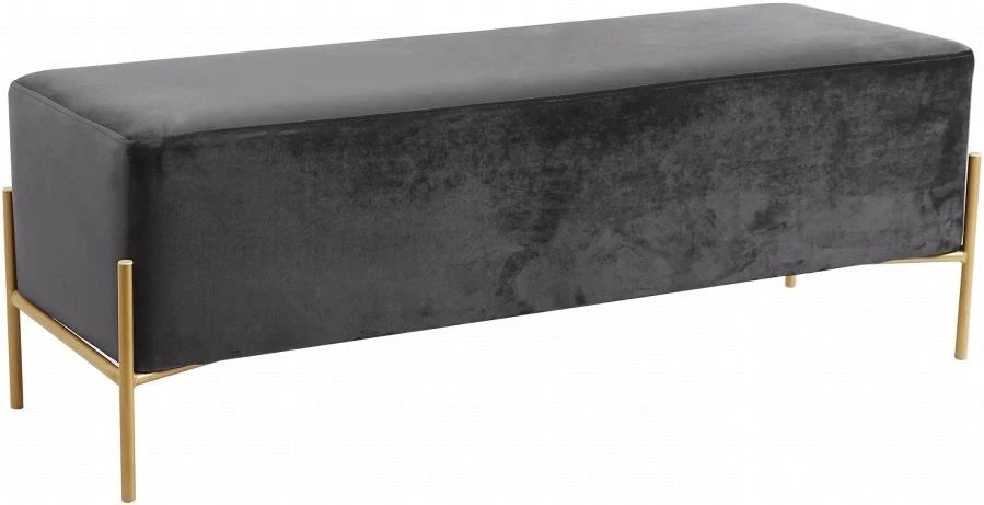 Grey Velvet Bench M5139