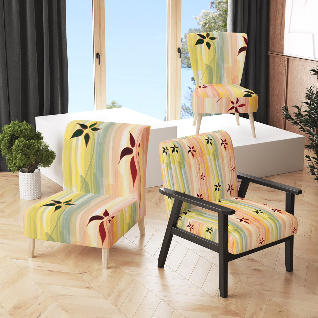 Upholstered Patterned Accent Chair and Arm Chair B792