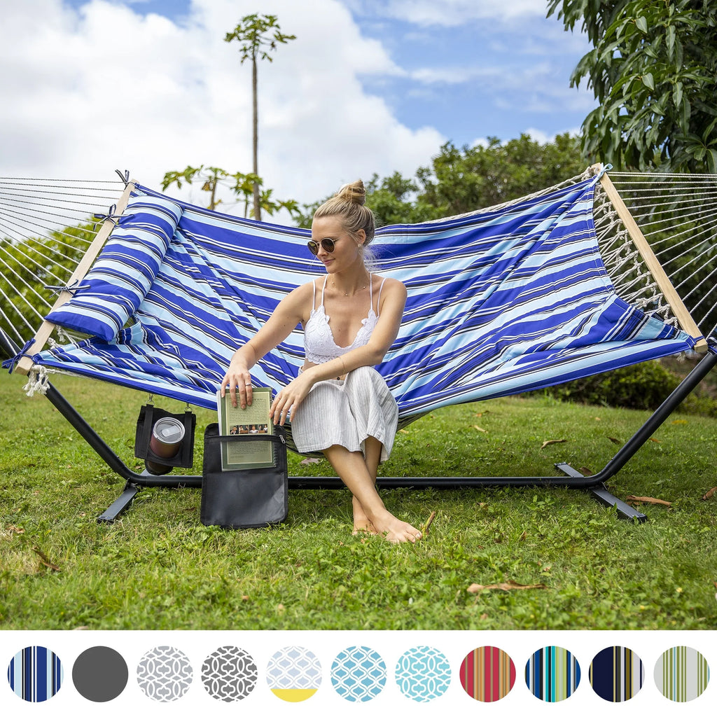 Double Cotton Rope Hammock with Stand R1054