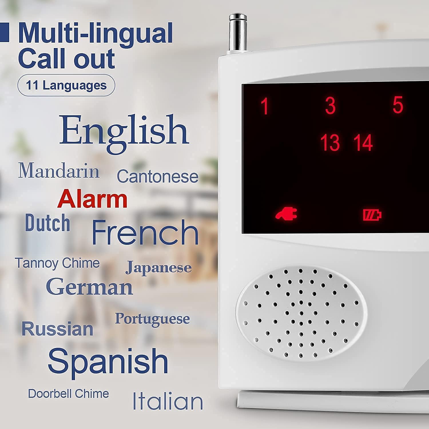 Wireless Calling System, 10 Waterproof Call Buttons with 1 Monitoring Unit, White Y3076