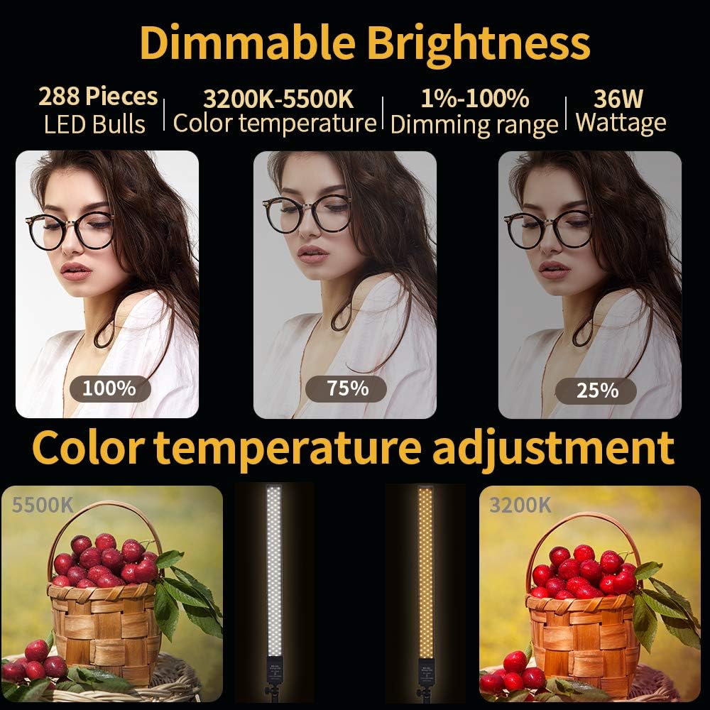 36w Dimmable LED Photography Light Kit with Tripod Stand Bag O90262
