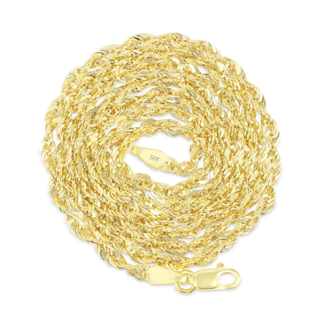 14k Yellow Gold 2.5mm Rope Chain Necklace S5770