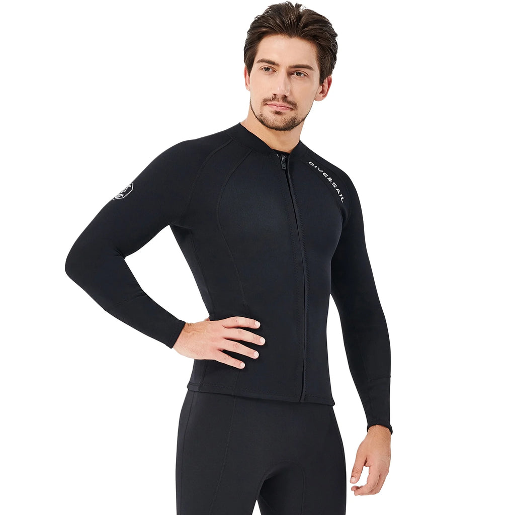 2mm Neoprene Front Zipper Wetsuits Jacket Long Sleeves E27189