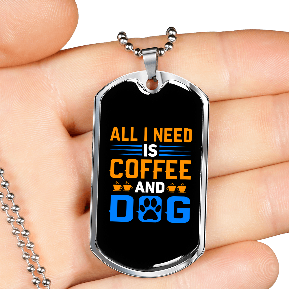 Stainless Steel or 18k Gold Dog Tag Necklace with 24" Chain M8931