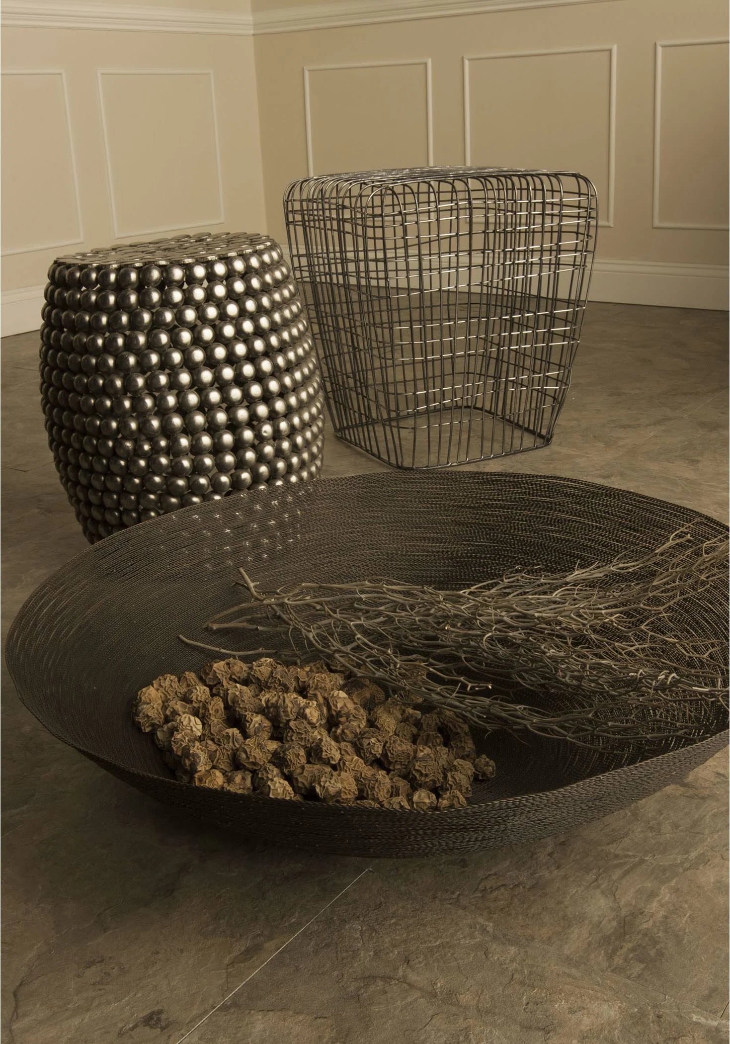 Pewter Pebble Stool E709